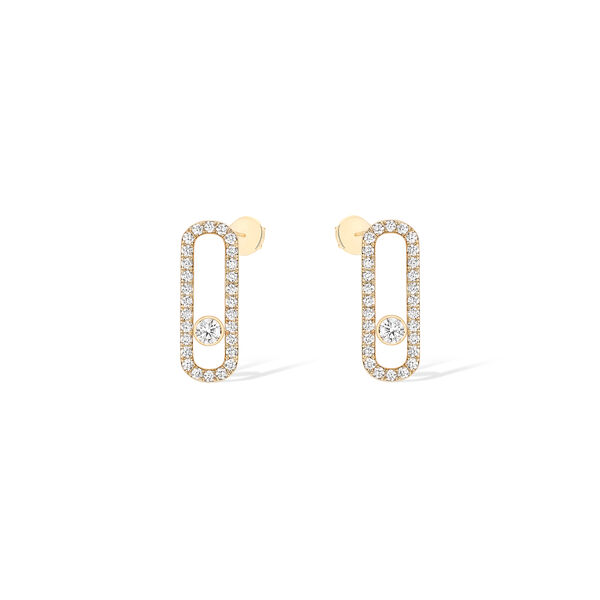 Move Uno Medium Yellow Gold and Diamond Pav&eacute; Stud Earrings